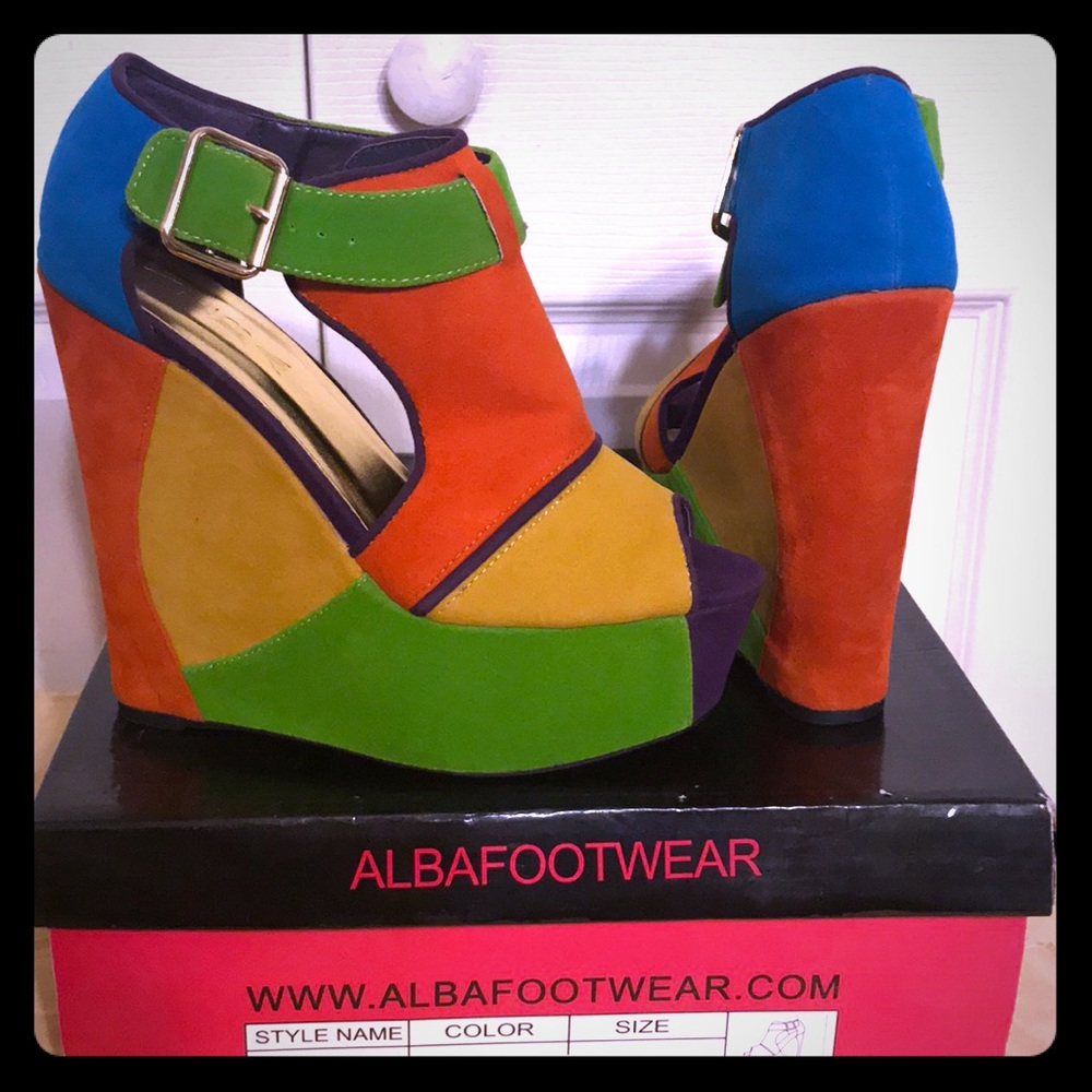 Colorful wedges heels never worn!